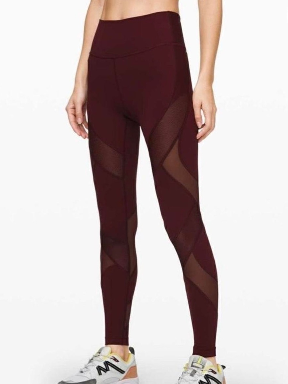 Lululemon Wunder Under High-Rise Tight Mesh Panel Wrap Leggings Garnet Burgundy